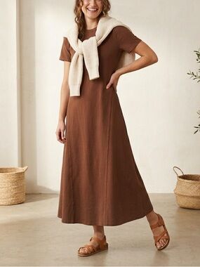 Abercrombie & Fitch Brown Maxi Short Sleeve T-shirt Dress